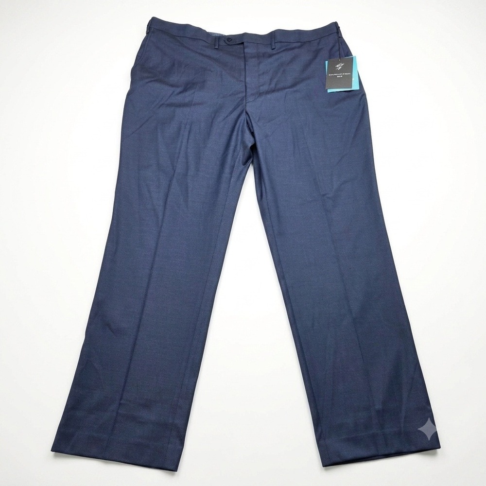 NWT Shaquille O'Neal XLG Mens Dress Pants 46x32 Blue Stretch Flat Front $150
